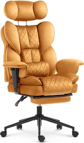 HC-1037 Ергономичен офисен стол с подложка за крака – Hočice, жълт кадифен плат