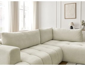 Бежов сгъваем/с място за съхранение ъглов диван (десен ъгъл/L форма) Fuji – Bobochic Paris