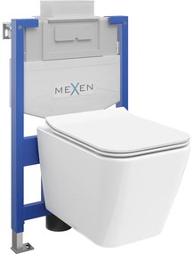 Мексен комплект подземна тоалетна с рамка Fenix XS-U, тоалетна купа Cube и капак с бавен спад, бял гланц - 68530924000