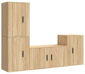 3188609 vidaXL Комплект ТВ шкафове от 4 части, сонома дъб, инженерно дърво