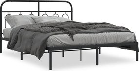 377119 vidaXL Метална рамка за легло с горна табла, черна, 150x200 см