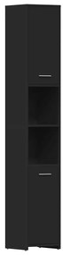 802598 vidaXL Шкаф за баня, черен, 30x30x183,5 см, инженерно дърво