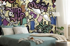 Тапет – Весел street art с жълт контраст