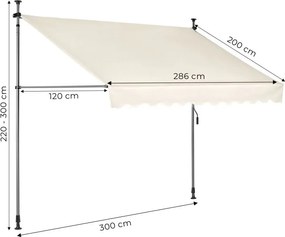 Тента за балкон за тераса с регулируем наклон - бежова Šírka: 300 cm