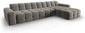Ъглов диван от сиво кадифе (десен ъгъл) Kendal - Micadoni Home