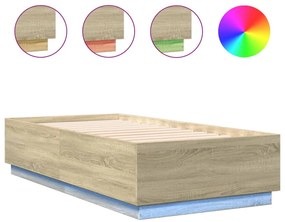 3209669 vidaXL Рамка за легло с LED осветление, 75x190 см, масивно дърво