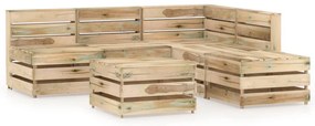 3068075 vidaXL Градински лаундж комплект от 6 части, зелено импрегниран бор