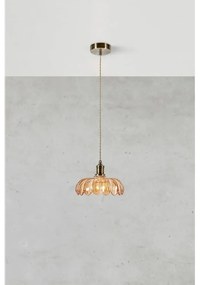 Висящо осветително тяло в месингов и кехлибарен цвят със стъклен абажур ø 25,5 cm Kurage – Markslöjd