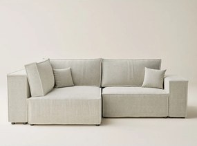 Кремав шенилов сгъваем/с място за съхранение ъглов диван (ляв ъгъл/L форма) Tonga – Maison de Rêve