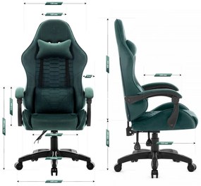 Геймърски стол HC-1000 GREEN - кадифена тъкан