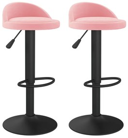 333606 vidaXL Бар табуретки, 2 бр, розови, кадифе