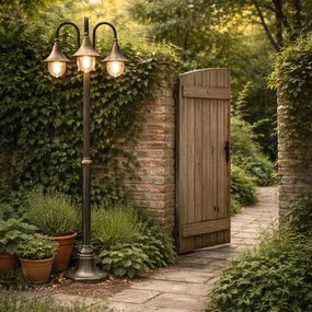 Класически външен фенер черен със злато 200 см 3 светлини IP44 - Daphne