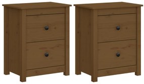 813686 vidaXL Нощни шкафчета, 2 бр, меденокафяви, 50x35x61,5 см, бор масив