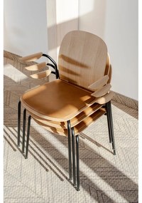 Кафяви/в цвят кафяв коняк трапезни столове в комплект с подлакътници/за подреждане 2 бр. от декор от орех Book – Gazzda