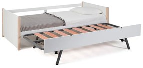 Детско легло от борова дървесина с допълнително разтегателно легло в бял и естествен цвят 90x190 cm Kiara - Marckeric