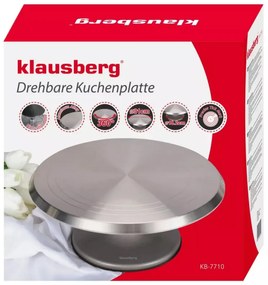 Поставка за торта Klausberg KB 7710, Въртене на 360 гр, 31 см, Сребрист