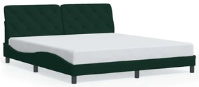 3207938 vidaXL Рамка за легло без матрак, тъмнозелена, 180x200 см, кадифе