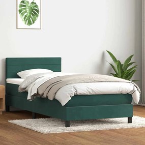 3316338 vidaXL Box Spring легло с матрак Тъмнозелено 90x220 cm Кадифе