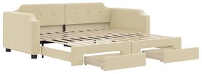 3197679 vidaXL Канапе с изтеглящо легло и чекмеджета кремаво 100x200 см плат