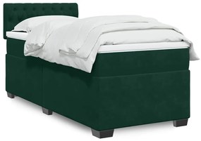 3286195 vidaXL Боксспринг легло с матрак, тъмнозелена, 90x190 см, кадифе