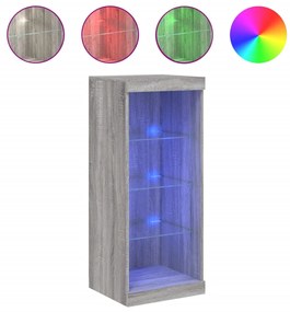 836733 vidaXL Сайдборд с LED светлини, сив сонома, 41x37x100 см