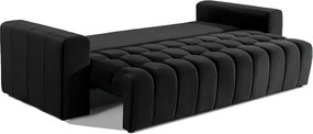 Черен кадифен разтегателен диван с място за съхранение 247 cm Lazaro – ELTAP