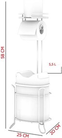 Стояща поставка за тоалетна хартия TEKNO TEL MG-098WK , с кошче , хром-бяло