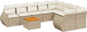 3257262 vidaXL Градински комплект диван с възглавници 9 части бежов полиратан