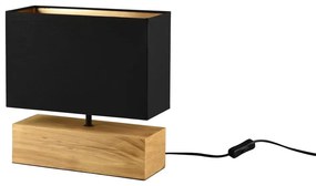 Черна и естествена настолна лампа с текстилен абажур (височина 30 cm) Woody – Trio