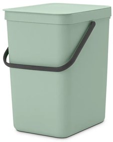 Кош за разделно събиране на боклук Brabantia Sort&Go 1005522, 25 л, Дръжка, Възможност за стенен монтаж, Светлозелен