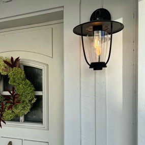 Модерна външна стенна лампа черна с прозрачно стъкло - Khana