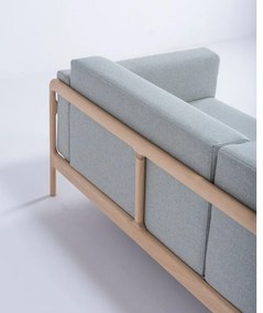 Синьо-сив диван с конструкция от дъбова дървесина , 240 cm Fawn - Gazzda