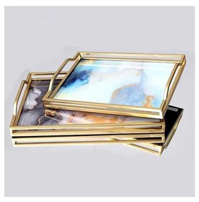К-кт 2x Декоративен поднос 40x30/35x25 cm златист