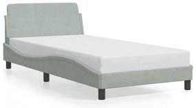 373132 vidaXL Рамка за легло Dover, светлосива, 100x200 см, кадифе