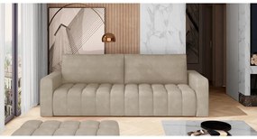 Бежов кадифен сгъваем/с място за съхранение диван 247 cm Lazaro – ELTAP