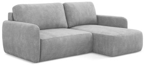 Светлосив шенилов разтегателен ъглов диван с място за съхранение (десен ъгъл) Lilo – Makamii