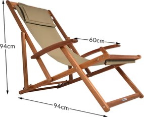 Сгъваем регулируем градински шезлонг от акациева дървесина Сив