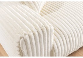 Кремав разтегателен ъглов диван от рипсено кадифе с място за съхранение (десен ъгъл) Sarina – Ropez