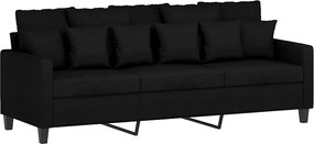 359279 vidaXL 3-местен диван, Черен, 180 см, плат