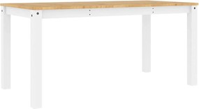 4005707 vidaXL Трапезна маса "Panama" бяла 160x80x75 см бор масив