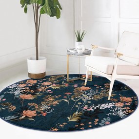 Тъмносин кръгъл килим подходящ за пране и за прахосмукачки роботи ø 80 cm Comfort – Mila Home