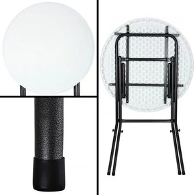 Сгъваема стояща бар маса Ø72 cm - бяла, височина 110 cm