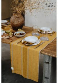 Ленена покривка 200x200 cm Amber Bronze Stripes – Linen Tales