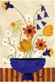 Постер 30x40 cm Colourful Bunch in Blue Vase – Frankie Penwill – The Poster Club