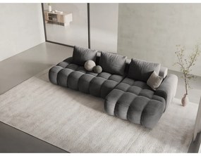 Сив кадифен сгъваем/с място за съхранение ъглов диван (десен ъгъл) Linz – Cosmopolitan Design