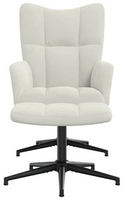 328115 vidaXL Стол за релакс с табуретка, кремавобял, кадифе