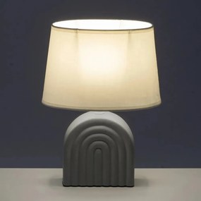 Бяло-сива керамична настолна лампа с текстилен абажур (височина 31 cm) – Casa Selección