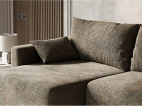 Кафяв шенилов сгъваем/с място за съхранение ъглов диван (ляв ъгъл) Leon – Maison de Rêve