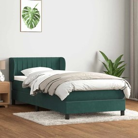 3317676 vidaXL Box Spring легло с матрак Тъмнозелено 80x210 cm Кадифе