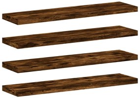 838195 vidaXL Стенни рафтове 4 бр опушен дъб 40x10x1,5 см инженерно дърво
